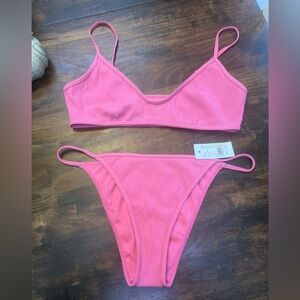 Pacsun Pink Ribbed Bikini Set NWT